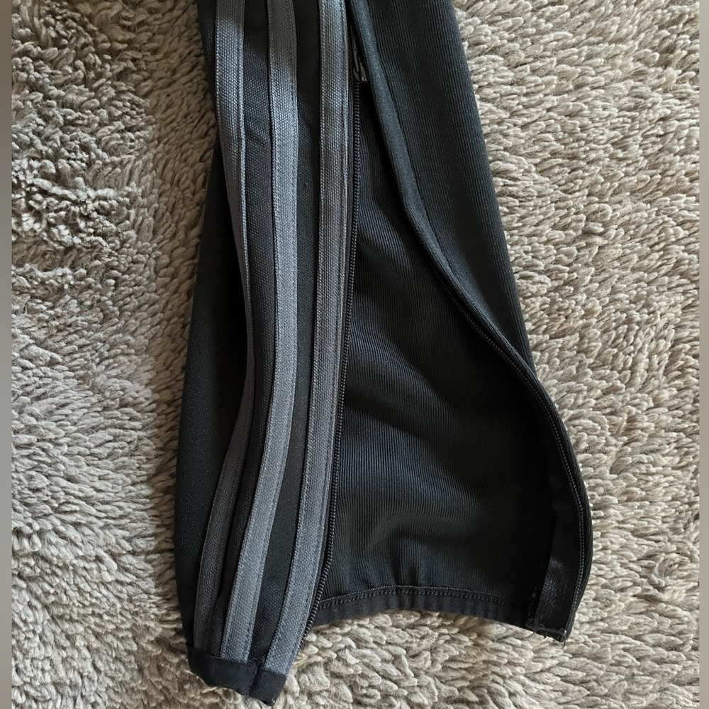 Adidas Women's Black Track Pants with Gray Stripes - Picture 5 of 6